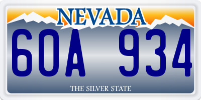 NV license plate 60A934