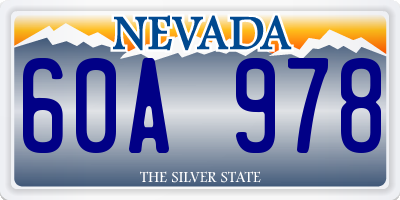 NV license plate 60A978