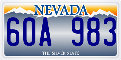 NV license plate 60A983