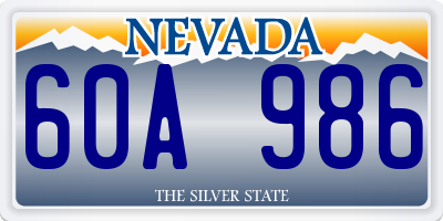 NV license plate 60A986