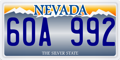 NV license plate 60A992