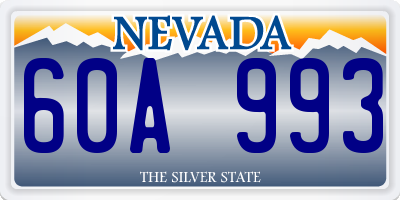 NV license plate 60A993