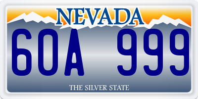 NV license plate 60A999