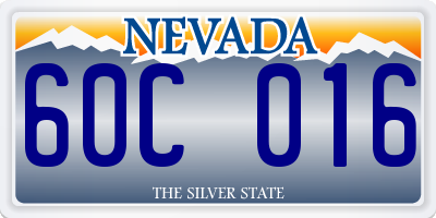 NV license plate 60C016