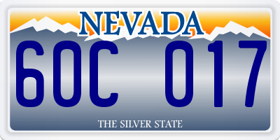 NV license plate 60C017