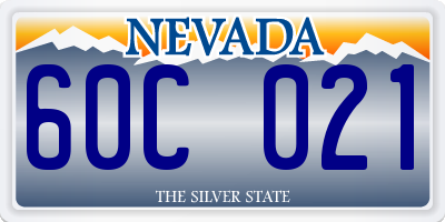 NV license plate 60C021