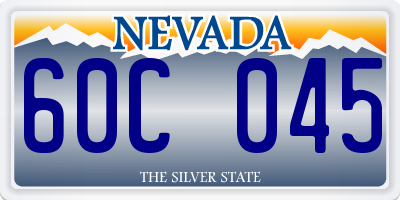 NV license plate 60C045
