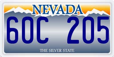 NV license plate 60C205