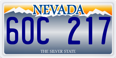 NV license plate 60C217