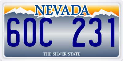 NV license plate 60C231