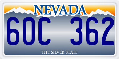 NV license plate 60C362