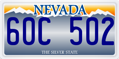 NV license plate 60C502