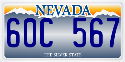 NV license plate 60C567