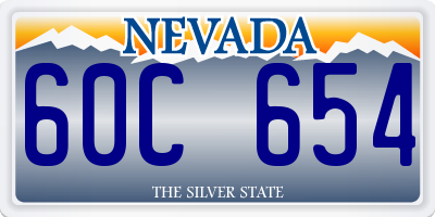 NV license plate 60C654