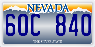 NV license plate 60C840