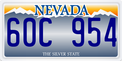 NV license plate 60C954