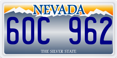 NV license plate 60C962