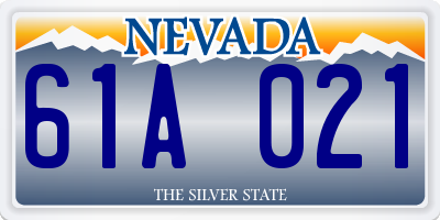 NV license plate 61A021