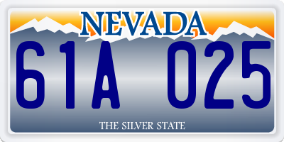 NV license plate 61A025