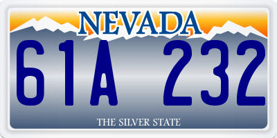 NV license plate 61A232
