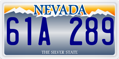NV license plate 61A289