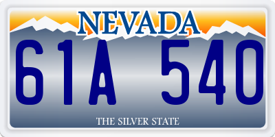 NV license plate 61A540