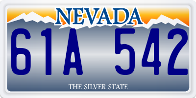 NV license plate 61A542