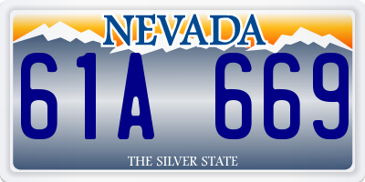 NV license plate 61A669