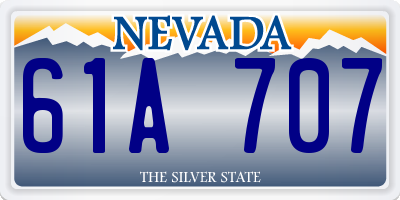 NV license plate 61A707
