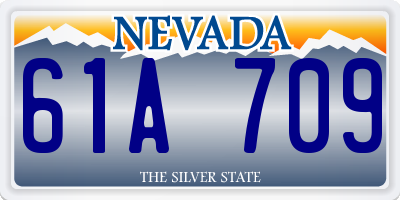 NV license plate 61A709
