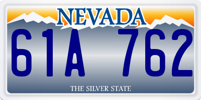 NV license plate 61A762