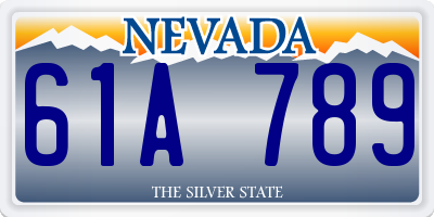 NV license plate 61A789