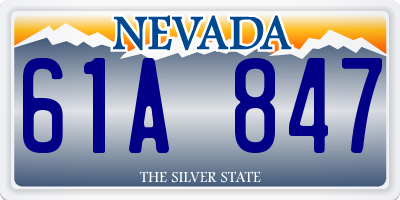 NV license plate 61A847
