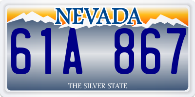 NV license plate 61A867