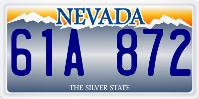 NV license plate 61A872