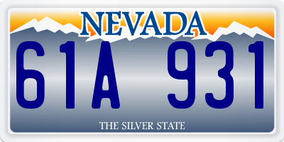 NV license plate 61A931