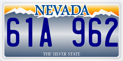 NV license plate 61A962
