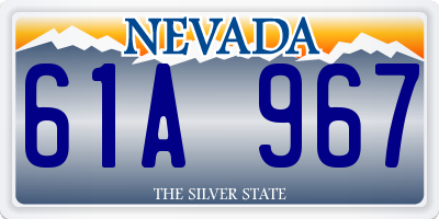 NV license plate 61A967