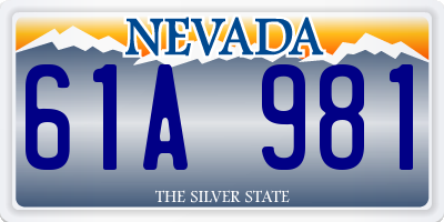 NV license plate 61A981