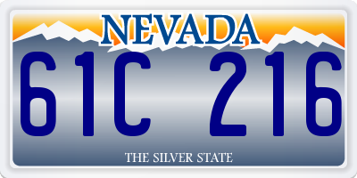 NV license plate 61C216