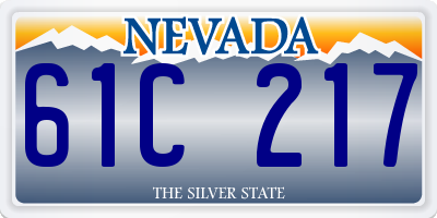 NV license plate 61C217