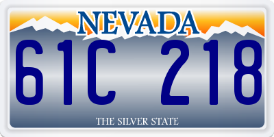 NV license plate 61C218