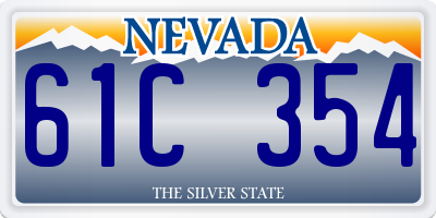 NV license plate 61C354