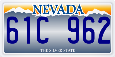 NV license plate 61C962