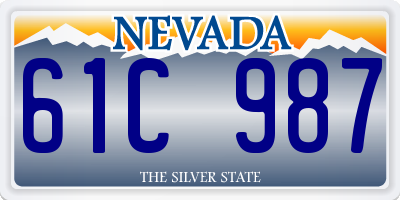 NV license plate 61C987