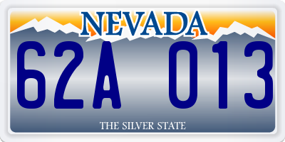 NV license plate 62A013