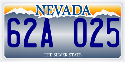 NV license plate 62A025