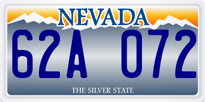 NV license plate 62A072