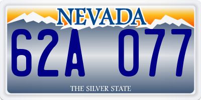 NV license plate 62A077