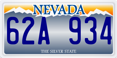 NV license plate 62A934